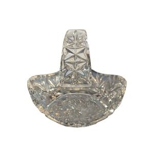 Bohemian Czech Hand CutLead Crystal Cut Glass Basket 5" Trinket Ring dish